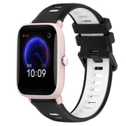 For Amazfit Pop Pro 20mm Sports Two-Color Silicone Watch Band(Black+White)