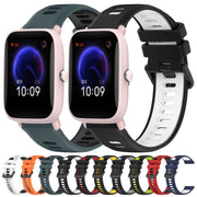 For Amazfit Pop Pro 20mm Sports Two-Color Silicone Watch Band(Black+Green)