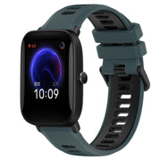 For Amazfit Pop 20mm Sports Two-Color Silicone Watch Band(Olive Green + Black)