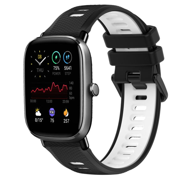 For Amazfit GTS 4 Mini 20mm Sports Two-Color Silicone Watch Band(Black+White)