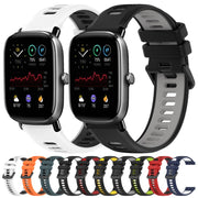 For Amazfit GTS 4 Mini 20mm Sports Two-Color Silicone Watch Band(Midnight Blue+White)