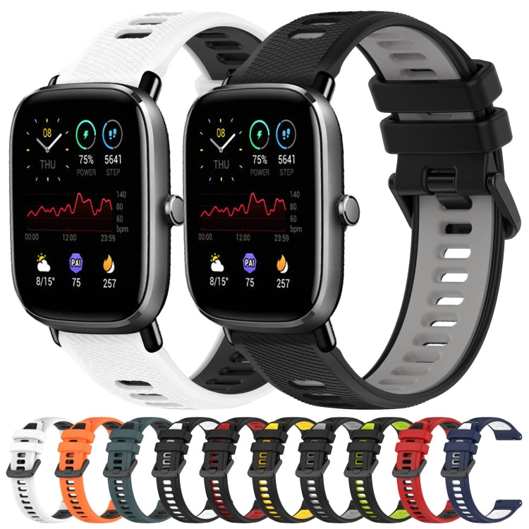 For Amazfit GTS 4 Mini 20mm Sports Two-Color Silicone Watch Band(Black+White)