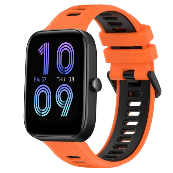 For Amazfit Bip3 20mm Sports Two-Color Silicone Watch Band(Orange+Black)