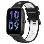 For Amazfit Bip3 20mm Sports Two-Color Silicone Watch Band(Black+White)