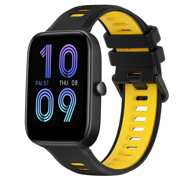 For Amazfit Bip3 20mm Sports Two-Color Silicone Watch Band(Black+Yellow)