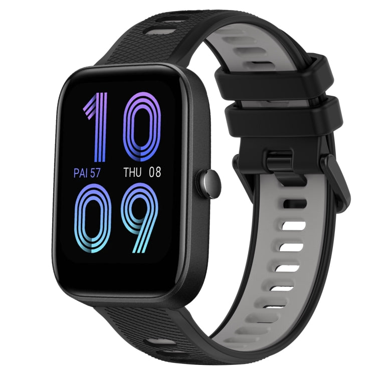 For Amazfit Bip3 20mm Sports Two-Color Silicone Watch Band(Black+Grey)