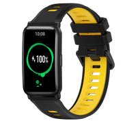 For Honor Watch ES 20mm Sports Two-Color Silicone Watch Band(Black+Yellow)