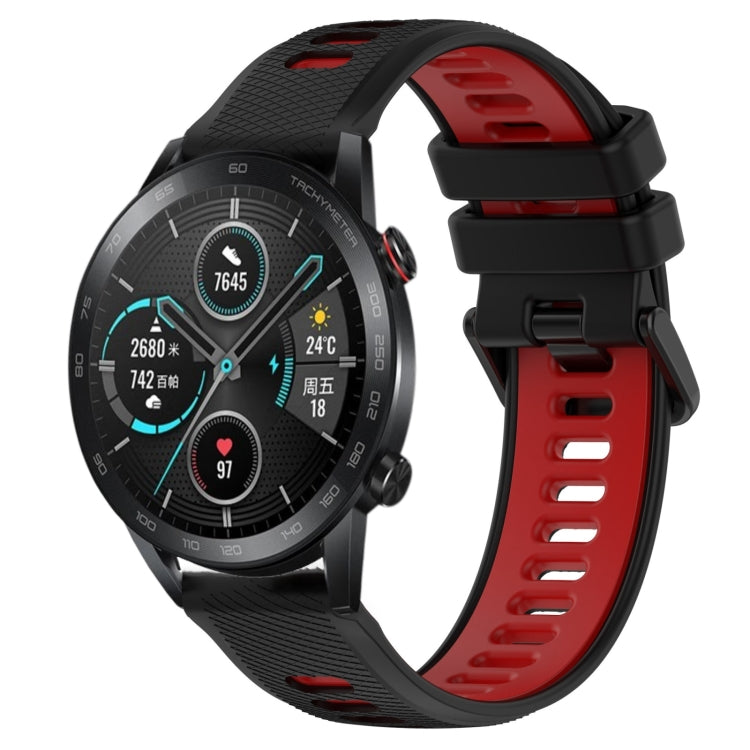For Honor Magic Watch2 42mm 20mm Sports Two-Color Silicone Watch Band(Black+Red)