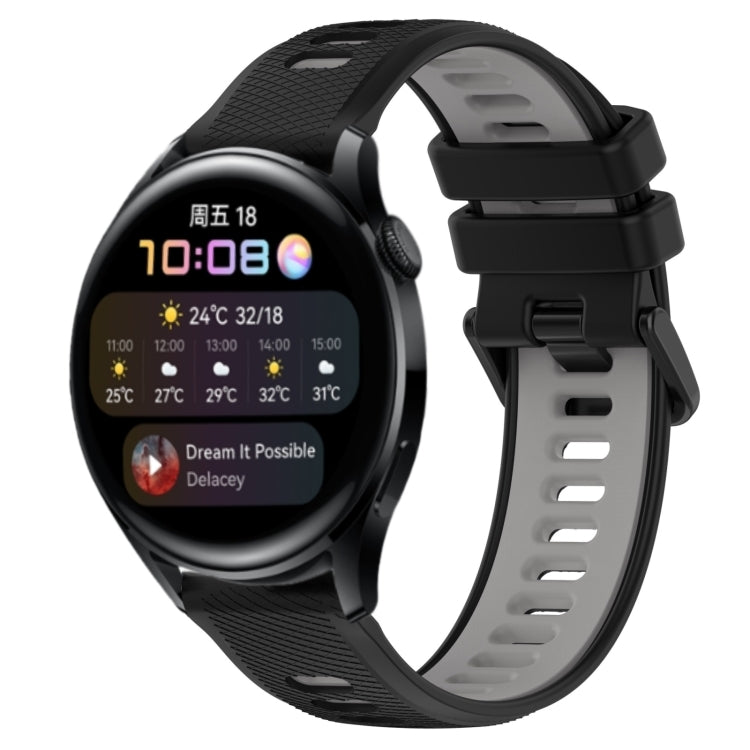 For Huawei Watch 3 22mm Sports Two-Color Silicone Watch Band(Black+Grey)
