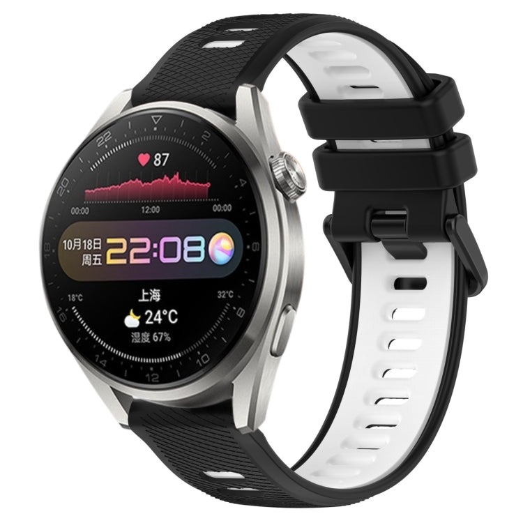 For Huawei Watch 3 Pro 22mm Sports Two-Color Silicone Watch Band(Black+White)