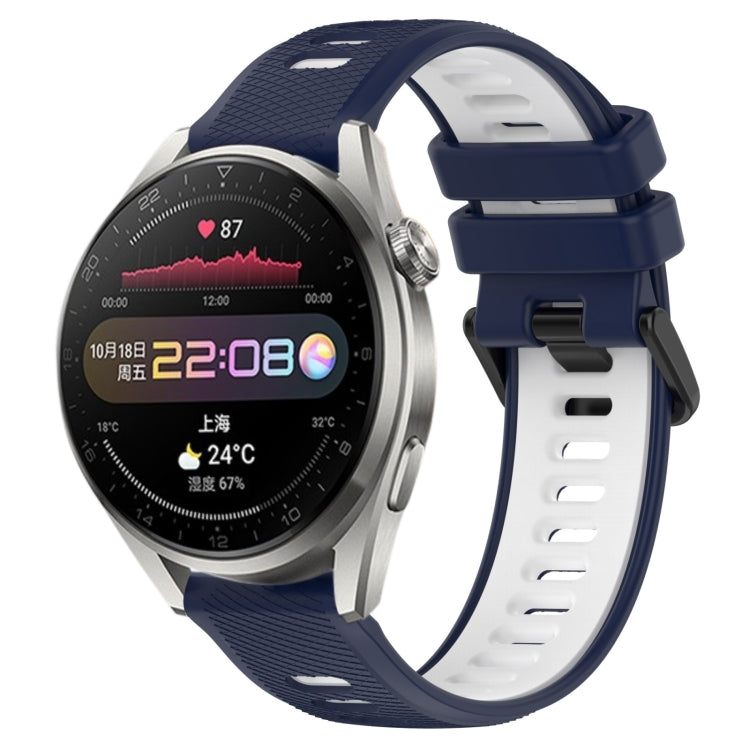 For Huawei Watch 3 Pro 22mm Sports Two-Color Silicone Watch Band(Midnight Blue+White)