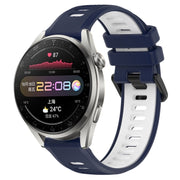 For Huawei Watch 3 Pro 22mm Sports Two-Color Silicone Watch Band(Midnight Blue+White)