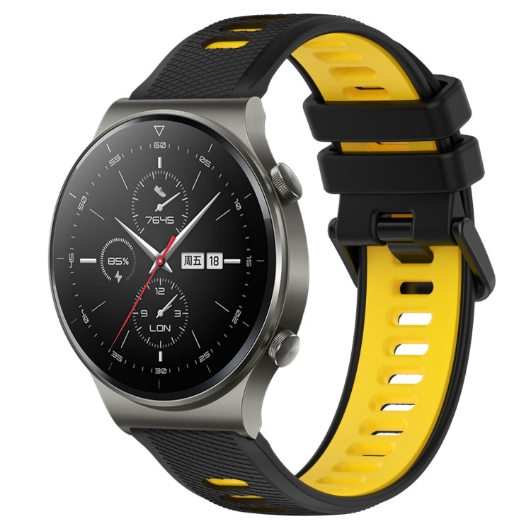 For Huawei GT2 Pro 22mm Sports Two-Color Silicone Watch Band(Black+Yellow)