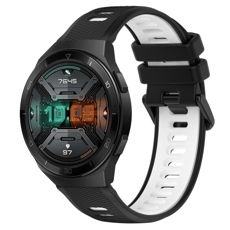 For Huawei Watch GT 2E 22mm Sports Two-Color Silicone Watch Band(Black+White)