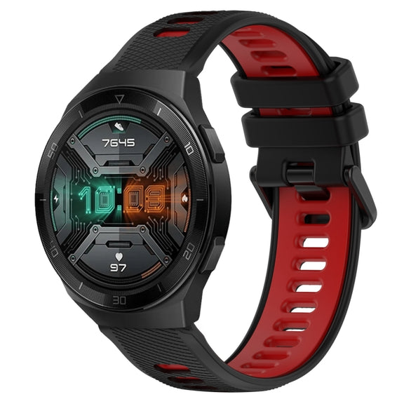 For Huawei Watch GT 2E 22mm Sports Two-Color Silicone Watch Band(Black+Red)