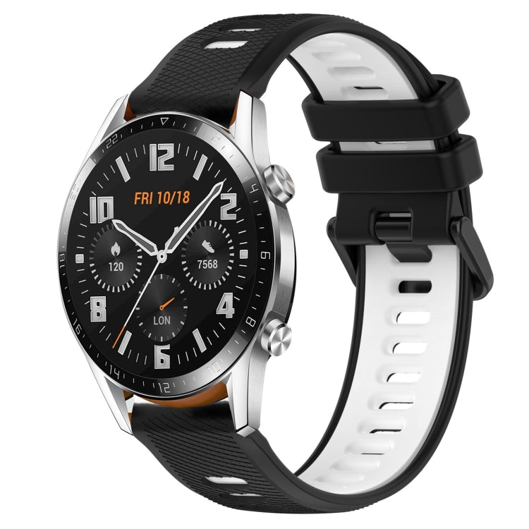 For Huawei GT2 46mm 22mm Sports Two-Color Silicone Watch Band(Black+White)