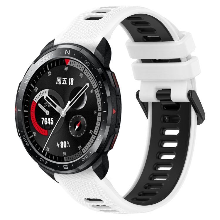 For Honor Watch GS Pro 22mm Sports Two-Color Silicone Watch Band(White+Black)