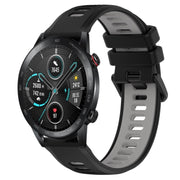 For Honor Magic Watch 2 46mm 22mm Sports Two-Color Silicone Watch Band(Black+Grey)
