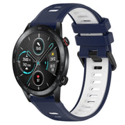 For Honor Magic Watch 2 46mm 22mm Sports Two-Color Silicone Watch Band(Midnight Blue+White)