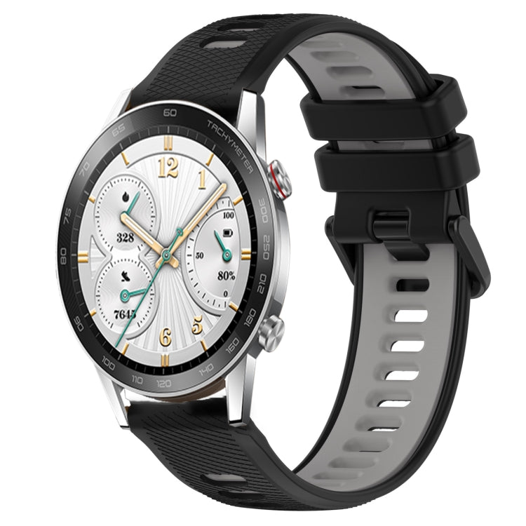 For Honor Watch GS 3i 22mm Sports Two-Color Silicone Watch Band(Black+Grey)