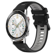 For Honor Watch GS 3i 22mm Sports Two-Color Silicone Watch Band(Black+Grey)