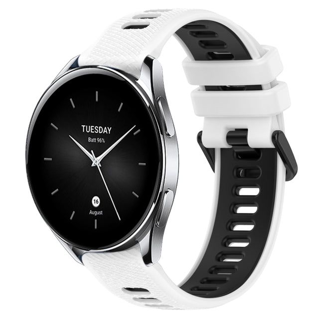 For Xiaomi Watch S2 42mm 22mm Sports Two-Color Silicone Watch Band(White+Black)