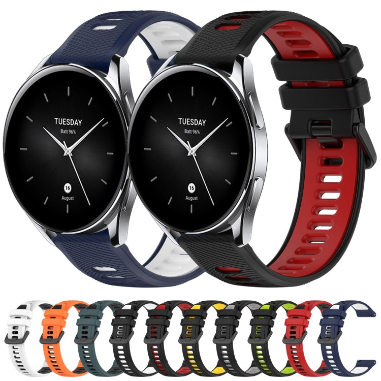 For Xiaomi Watch S1 Active 22mm Sports Two-Color Silicone Watch Band(Black+Grey)