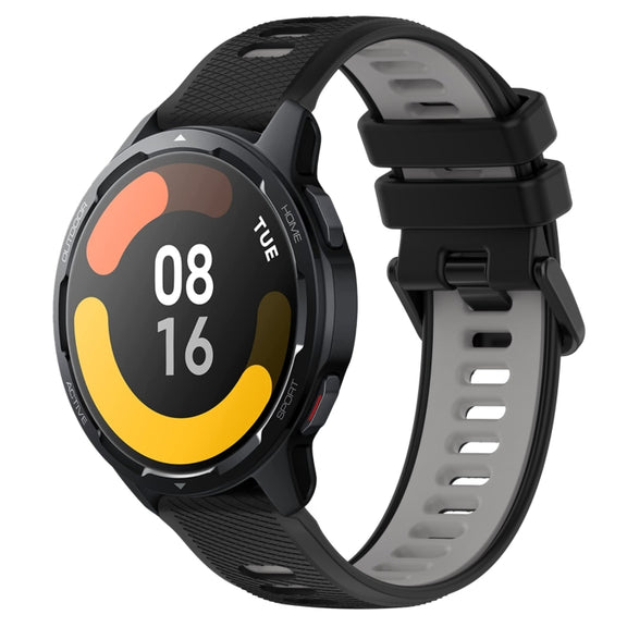 For Xiaomi Watch S1 Active 22mm Sports Two-Color Silicone Watch Band(Black+Grey)