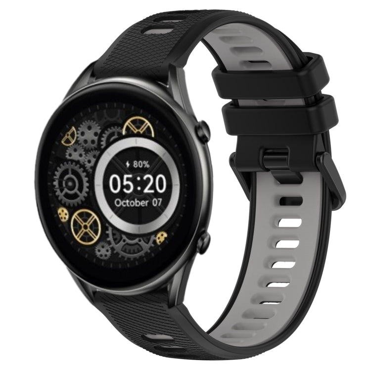 For Xiaomi Haylou RT2 LS10 22mm Sports Two-Color Silicone Watch Band(Black+Grey)