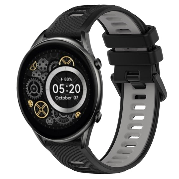 For Xiaomi Haylou RT2 LS10 22mm Sports Two-Color Silicone Watch Band(Black+Grey)