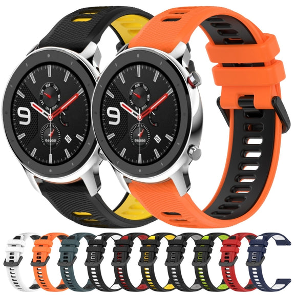For Amazfit GTR 4 22MM Sports Two-Color Silicone Watch Band(White+Black)