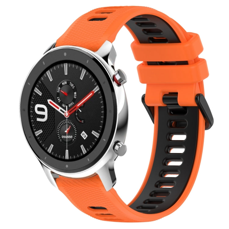 For Amazfit GTR 4 Pro 22MM Sports Two-Color Silicone Watch Band(Orange+Black)