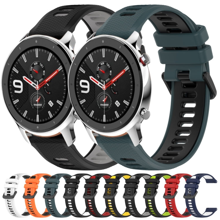 For Amazfit GTR 4 Pro 22MM Sports Two-Color Silicone Watch Band(Midnight Blue+White)