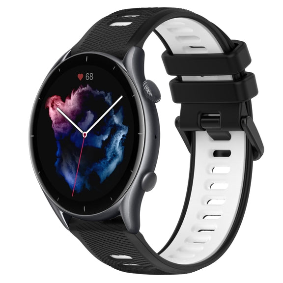 For Amazfit GTR 3 22MM Sports Two-Color Silicone Watch Band(Black+White)