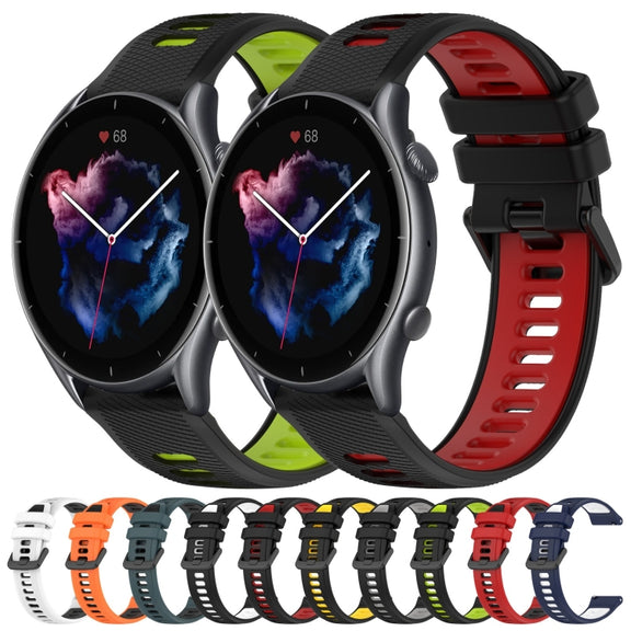 For Amazfit GTR 3 22MM Sports Two-Color Silicone Watch Band(Red+Black)