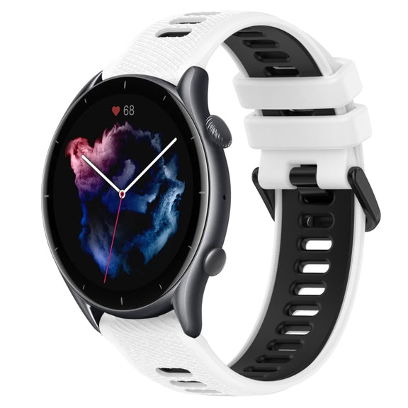 For Amazfit GTR 3 Pro 22MM Sports Two-Color Silicone Watch Band(White+Black)