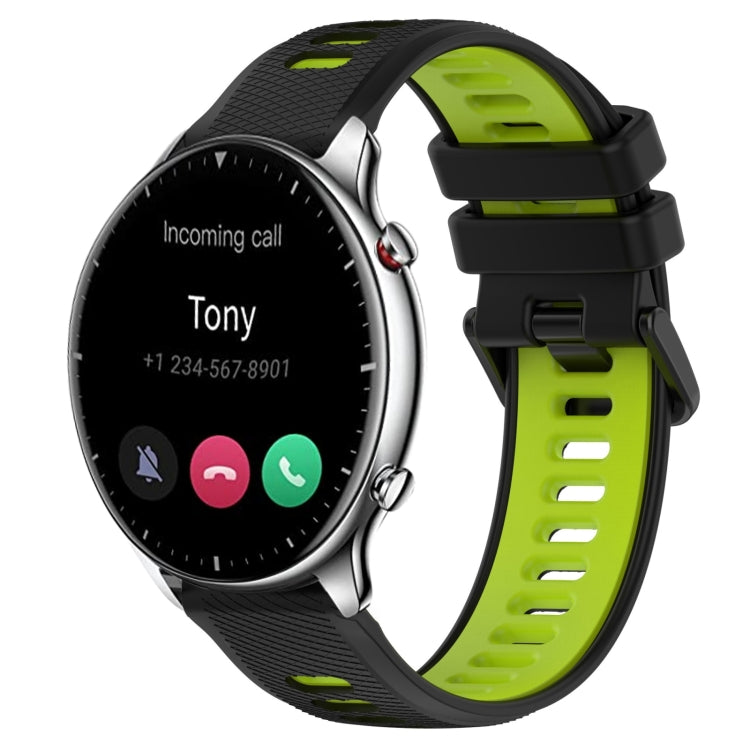 For Amazfit GTR 2 22MM Sports Two-Color Silicone Watch Band(Black+Green)