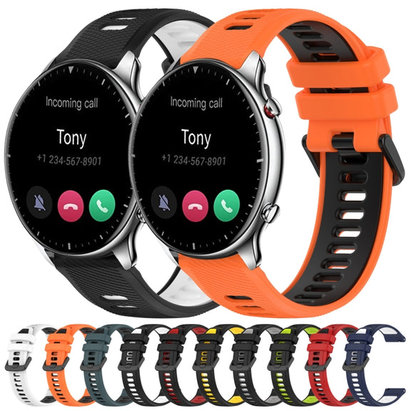 For Amazfit GTR 2 22MM Sports Two-Color Silicone Watch Band(Black+Grey)