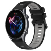 For Amazfit 3 22MM Sports Two-Color Silicone Watch Band(Black+Grey)