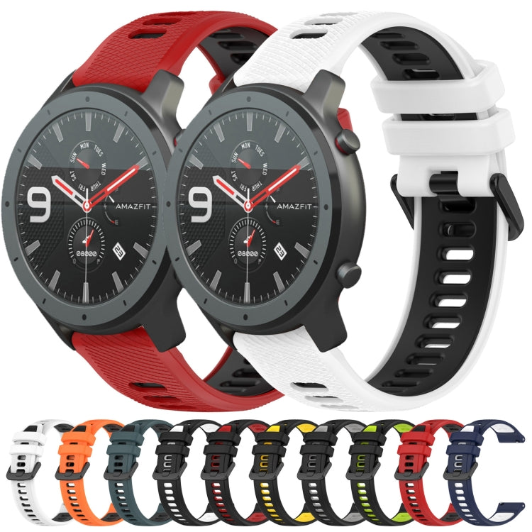 For Amazfit GTR 47mm 22MM Sports Two-Color Silicone Watch Band(Red+Black)