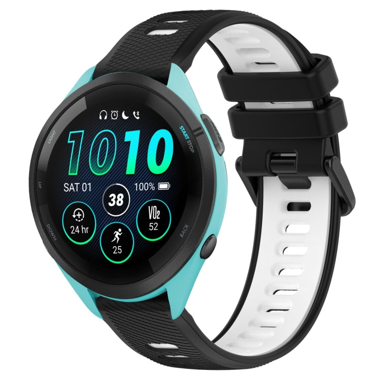 For Garmin Forerunner 265 22mm Sports Two-Color Silicone Watch Band(Black+White)