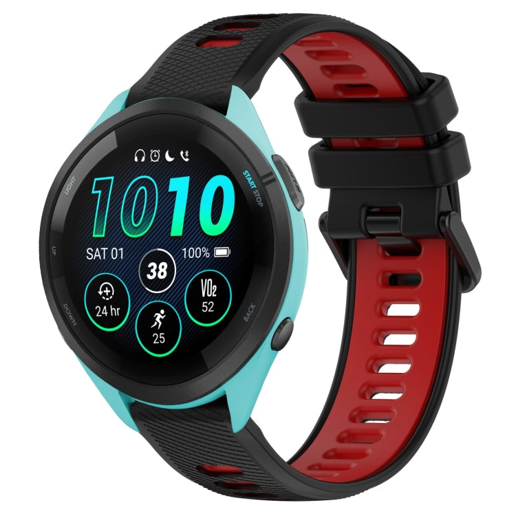 For Garmin Forerunner 265 22mm Sports Two-Color Silicone Watch Band(Black+Red)