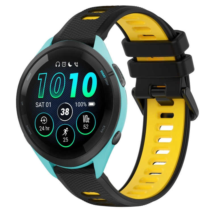 Compatible with Garmin Compatible witherunner 265 22mm Sports Two-Color Silicone Watch Band(Black+Yellow)