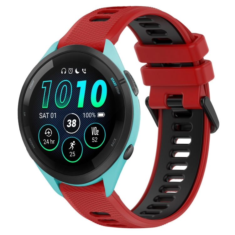 For Garmin Forerunner 265 22mm Sports Two-Color Silicone Watch Band(Red+Black)