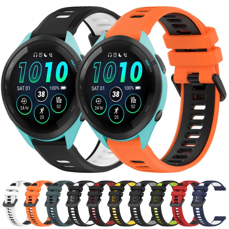 For Garmin Forerunner 255 22mm Sports Two-Color Silicone Watch Band(Black+White)
