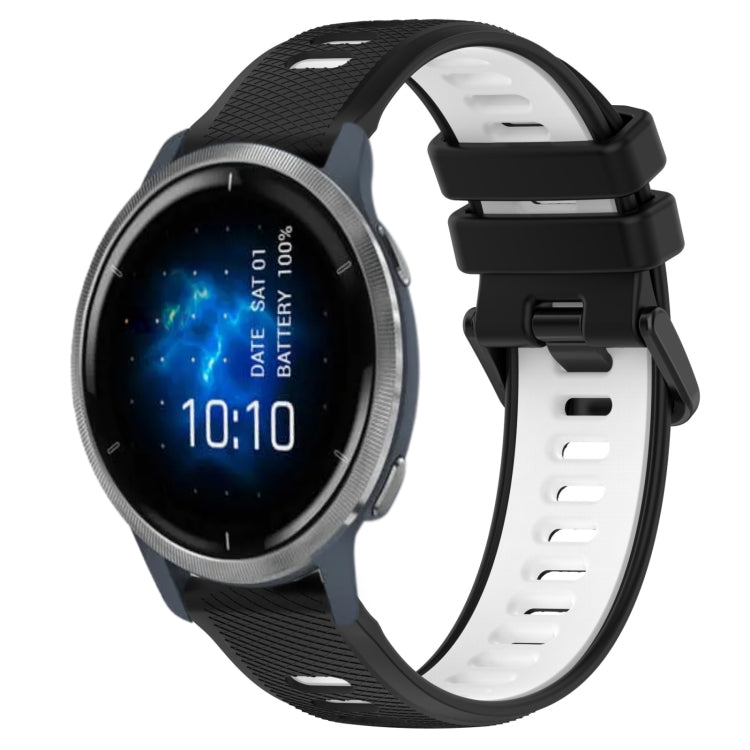 For Garmin Venu 2 22mm Sports Two-Color Silicone Watch Band(Black+White)