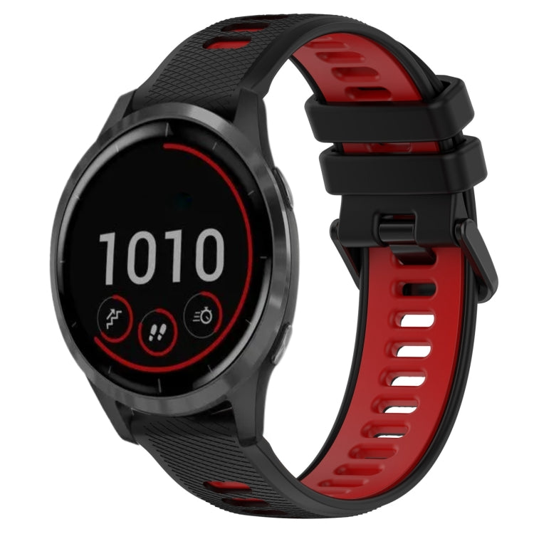 For Garmin Vivoactive 4 22mm Sports Two-Color Silicone Watch Band(Black+Red)