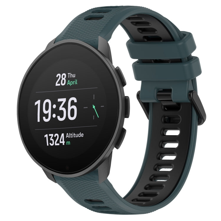For SUUNTO 9 Peak Pro 22mm Sports Two-Color Silicone Watch Band(Olive Green+Black)