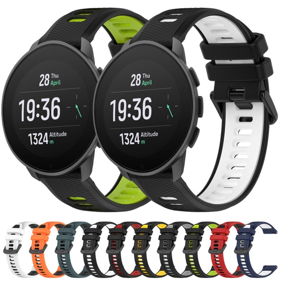 For SUUNTO 5 Peak 22mm Sports Two-Color Silicone Watch Band(Black+Grey)