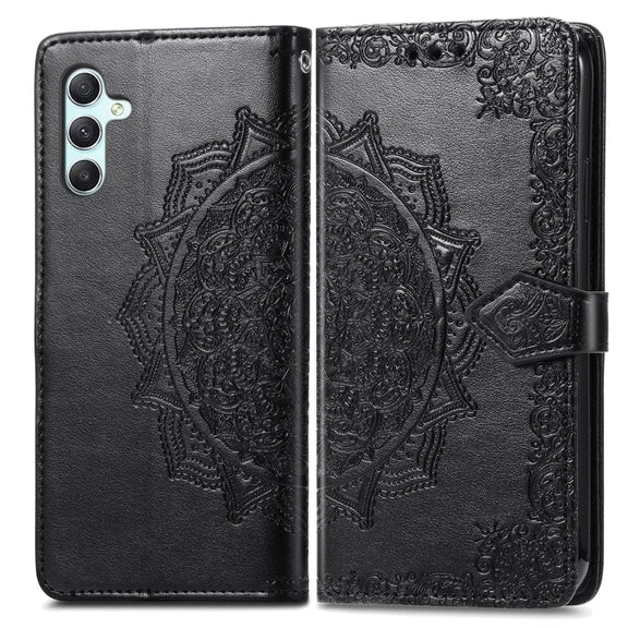 For Samsung Galaxy A34 5G Mandala Flower Embossed Leather Phone Case(Black)